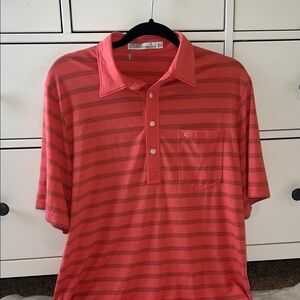 Criquet Coral Striped Polo Shirt
